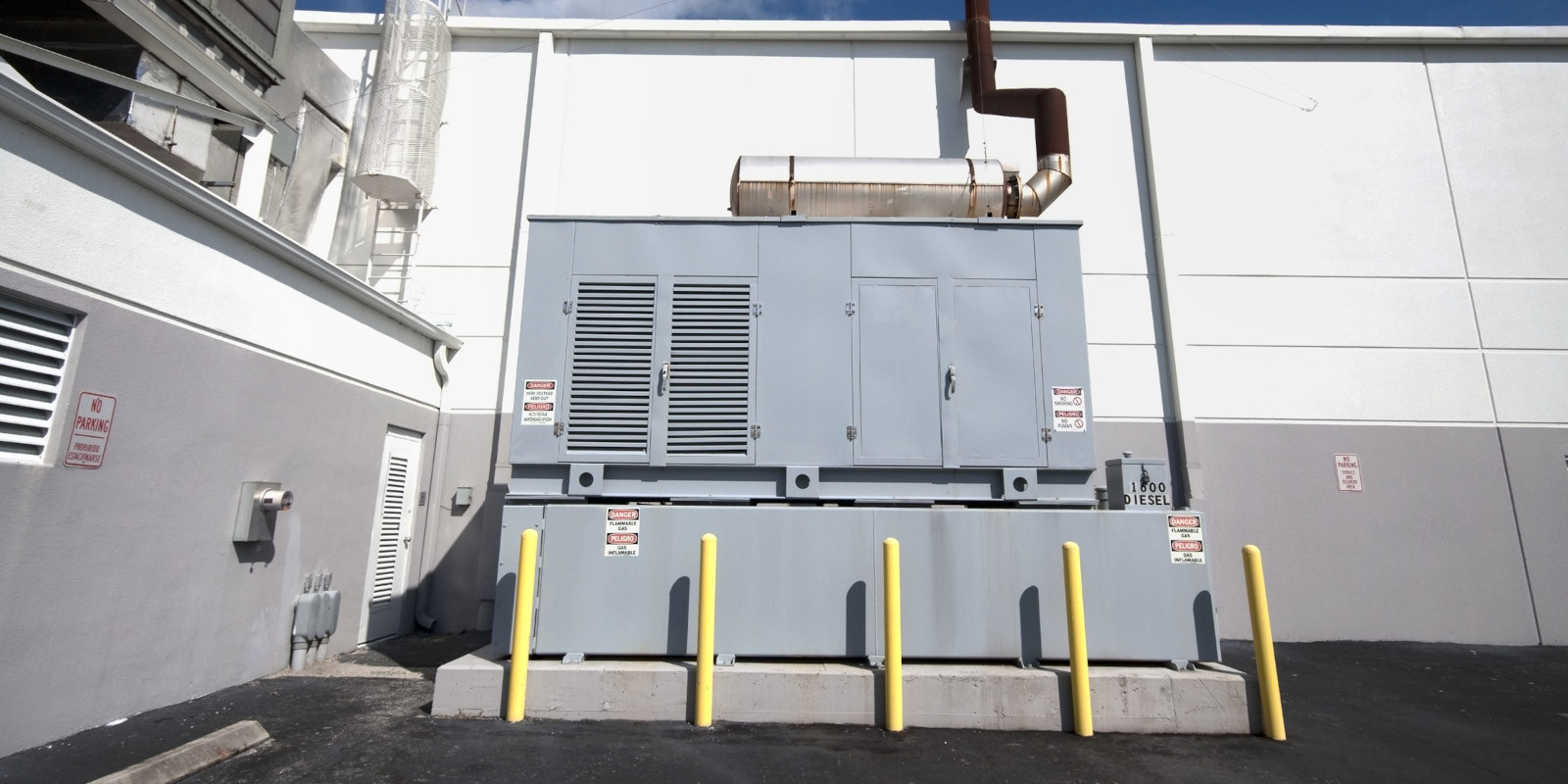 Commercial standby generator building