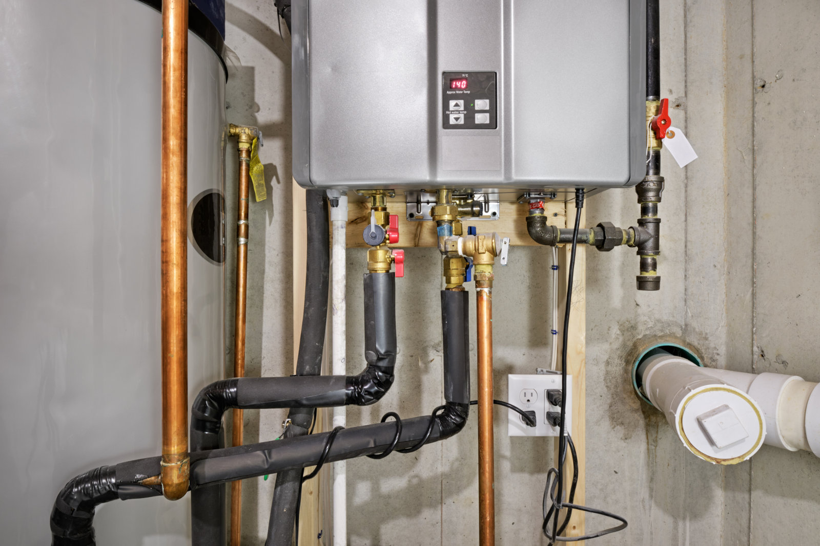 Tankless water heater boiler room