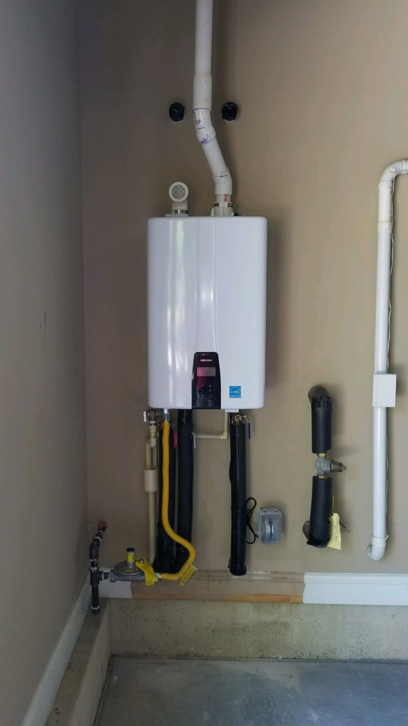Tankless water heater installation wall